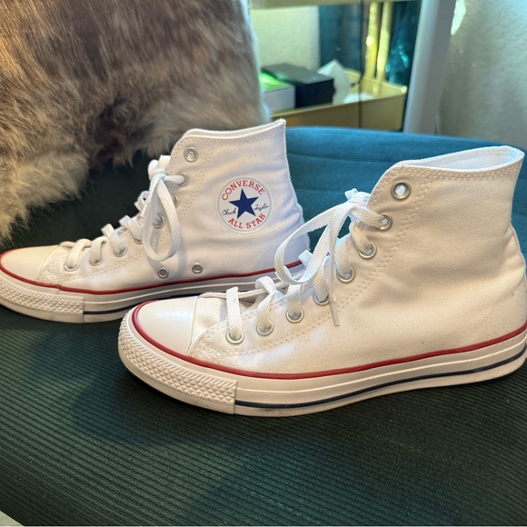 Converse White High-Top Sneakers with Red Accents - Picture 3 of 6